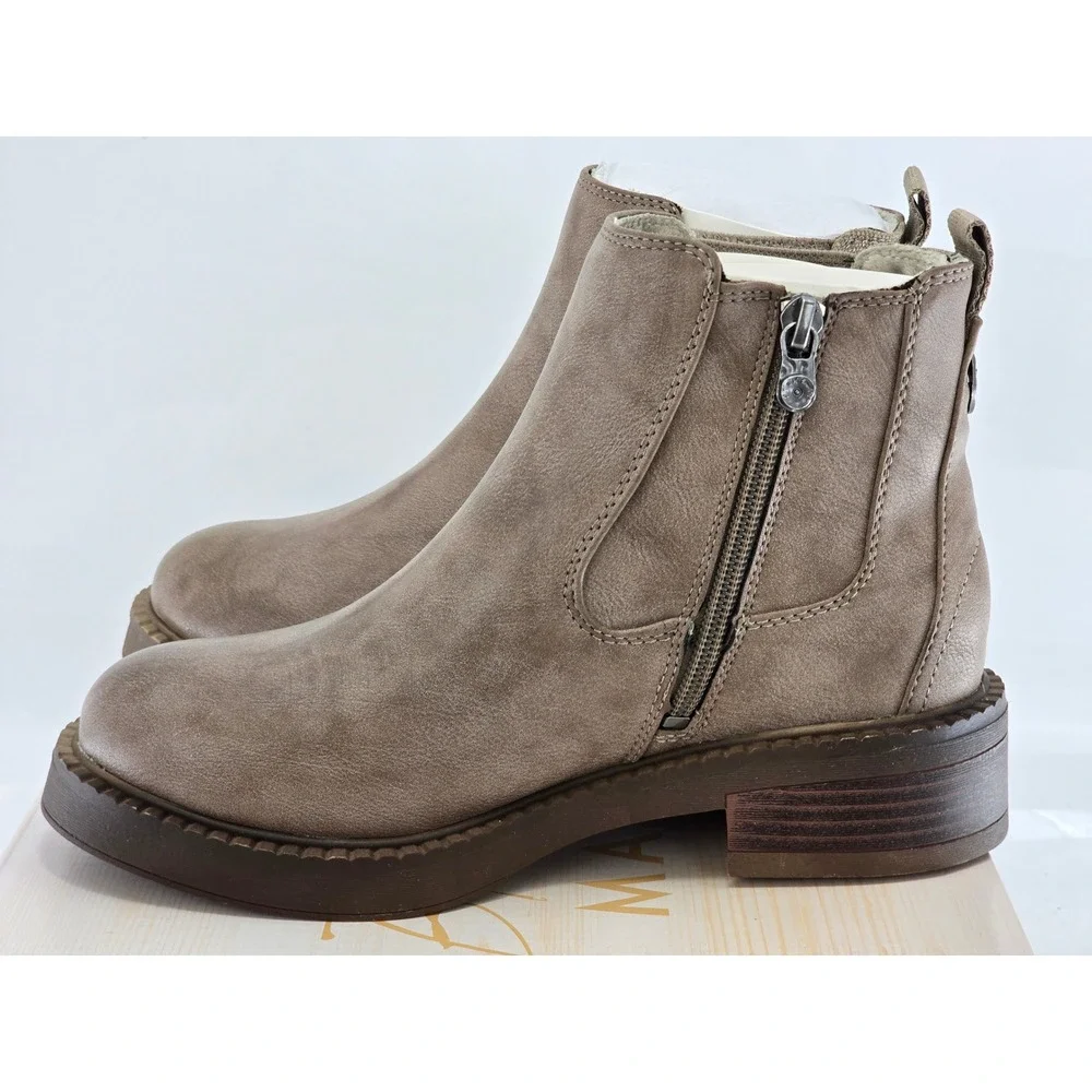 Blowfish Malibu Vera Ankle Boots Womens 6 Mushroom Canvas Zip Up - New